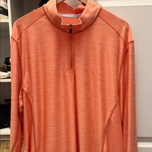 Mens Tommy Bahama  Vibrant Orange Quarter-Zip Top